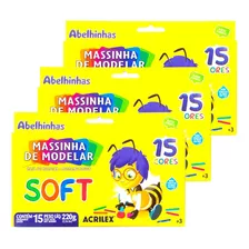 3 Cxs Massa Massinha Soft Coloridas De Modelar 15 Cores Kids