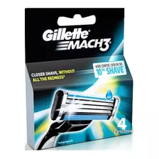 Gillette Hojillas Repuesto Afeitadora Mach3 4und Origina Usa