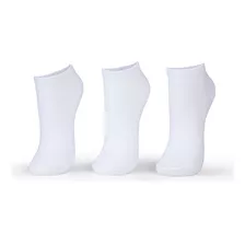 Meia Soquete Esportiva 3 Pares Cano Baixo Branco Liso Puket