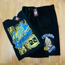 Bermuda Da Cyclone Veludo Pretona Top E Camisa Algodão Carpa