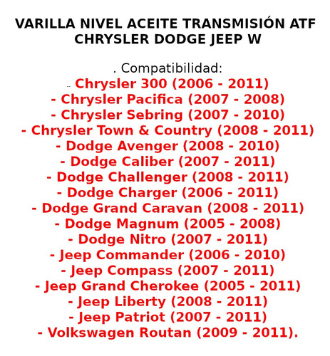 Varilla Aceite Transmisin Atf Chrysler, Dodge, Jeep Foto 2