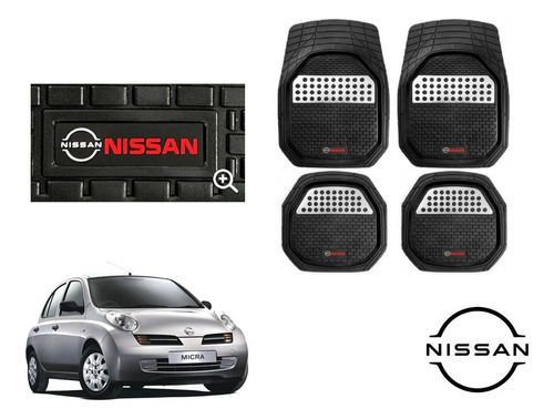 Tapetes 3d Logo Nissan + Cubre Volante Micra 2003 A 2007 Foto 2