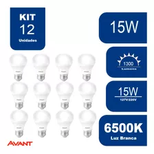 Kit Lâmpadas 15w Led 6500k Branco-frio Avant 12 Un