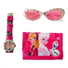 Set De Reloj, Billetera Y Lentes Frozen Para Niñas