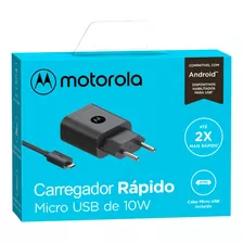Carregador De Parede Motorola 10w Micro Usb Preto