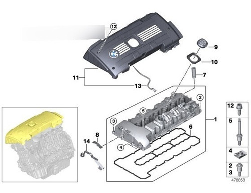 Tapa Punterias Junta Valvul Pcv Tornill Bmw 335xi 3.0l 07-08 Foto 7