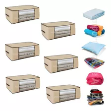 Organizador Guarda Roupa Multiuso Kit 6 Unidades 60x45x30 Cor Bege