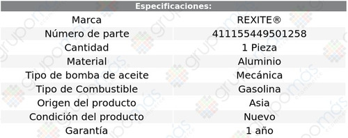 Bomba Aceite Peugeot 309 Motor 4 Cil 1.1l 89 Al 92 Rexite Foto 2