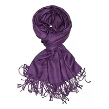 Pañuelo De Pashmina De Lujo Morado Oscuro 70 % Pashmina Y 30