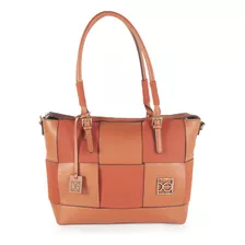 Bolsa Satchel Cloe Para Mujer Grande Look Tejido Color Naranja