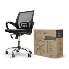 Silla De Escritorio Top Living F-sill2 Ergonómica Negra Con Tapizado De Mesh Y Tela