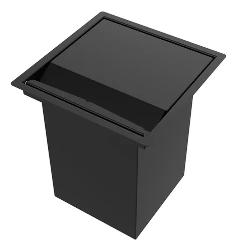 Lixeira Quadrada Pintada Preto 4 L Para Bancada