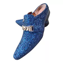 Mule Masculino - Babuche Em Couro Azul - Cod: Bb 2006