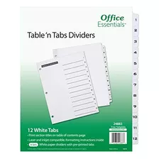 Table &#39;n Tabs Dividers, 8-1/2 X 11 , 1-12 Tab, Bla...