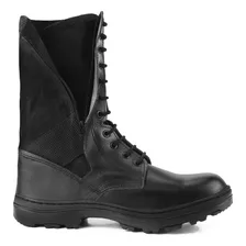 Coturno Bota Militar Com Zíper Tático Exército Couro Brilho