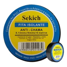 2 Fita Isolante 10 Metro Anti-chama Isolamento Em Geral Cor Preto Liso