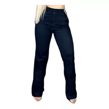 Calça Jeans Feminina Pantalona Wide Leg Ate Plus Size Lycra