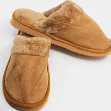 Pantufa Pelúcia Chinelo Marrom Lisa Sola Resistente 40-42