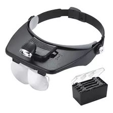 Double Led Lamp Head Mounted Four Multiple Magnifying Glass