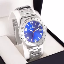 Relógio Champion Masculino Aço Prata Azul Original Cor Do Bisel Como Na Foto Cor Do Fundo Azul 1