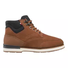 Botin Para Hombre Tommy Hilfiger Bota De Cuero Café Original