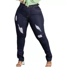 Calça Jeans Skinny Com Puido Elastano Tedencia Inverno 2023