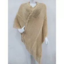 Blusa Xale Poncho Feminino De Lã Peludinho C/ Franja Inverno