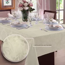 Toalha De Mesa 6 Lugares Jacquard 200x135cm Admirare Cor Champanhe