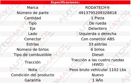 1 - Maza De Rueda Del Rodatech C2500 Suburban V8 6.5l 95-99 Foto 5