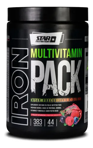 Multivitamínico En Polvo Iron Pack - 44 Serv - 383 Gr - Star Nutrition Fruit Puch Ponche De Frutas