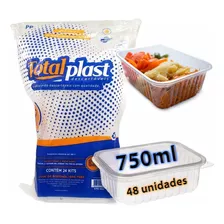 Kit 48 Pote Descartável 750ml Marmita Freezer Microondas Fit