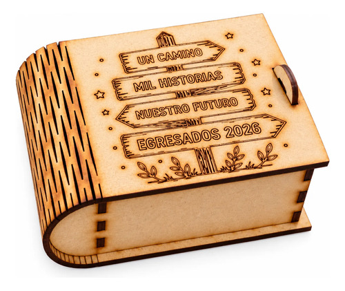 Caja Egresados 2026 Mdf Souvenir Recuerdo Bombones Regalo X5 Marrón Claro