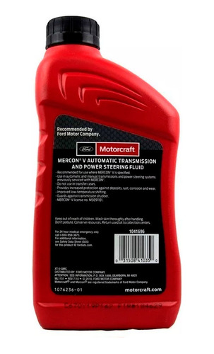 Aceite Transmisin Mercon V Motorcraft Genuino 946ml Atf Foto 2