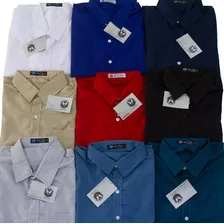 Kit 5 Camisas Social Lisa Fit Manga Curta Barata Revenda