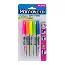 Marcador Permanente Punta Fina Neon X5 Primavera