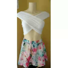 Conjunto Cropped E Saia Rodada Importados - Pronta Entrega