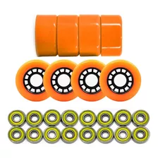 Kit 8 Rodas Patins Quad Tradicional 62mm + 16 Rolamentos