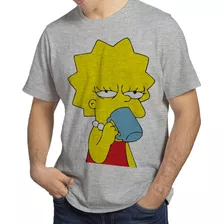 Blusas Lisa Simpsons Tomando Café Geek Tumblr Envio Rápido