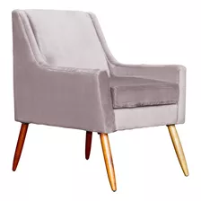Poltrona Decorativa Cadeira Ariane Sala Veludo Rose - Fm