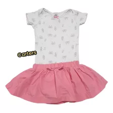 6/9 Meses - Body Carter´s Branco E Saia Rosa Teddy Boom