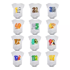 Kit Body Mesversario Safari Colorido 12 Bodies Bebê Sem Nome