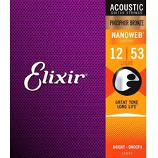 Elixir 16052 Phosphor Bronze Nanoweb 12-53 Cuerdas Acusticas