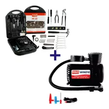 Kit Ferramentas Maleta 151 Peças + Mini Compressor De Ar 12v