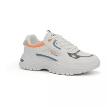 Zapatilla Casual De Dama Mia22-72 White / Orange