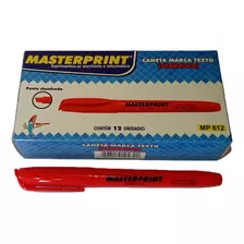Caneta Marca Texto Vermelho Masterprint Caixa C/ 12 Unidades
