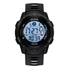 Relógio Masculino A8016 Sport Digital Atlantis Correia Preto Cor Do Fundo Cinza-escuro