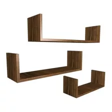 Kit 3 Prateleira U Imbuia 40/50/60 Mdf Decorativo Cor Nova Imbuia Cor Da Armação Nova Imbuia