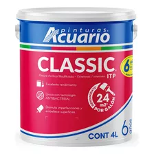 Pintura Vinílica Classic Acuario 4 Litros Color Blanco