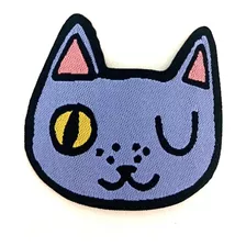 Patche Gato Azul Termocolante 4,5cmx5cm Aplique Patch