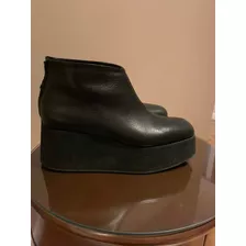 Bota Corta En Cuero Negro Con Plataforma Talle 40 Mishka